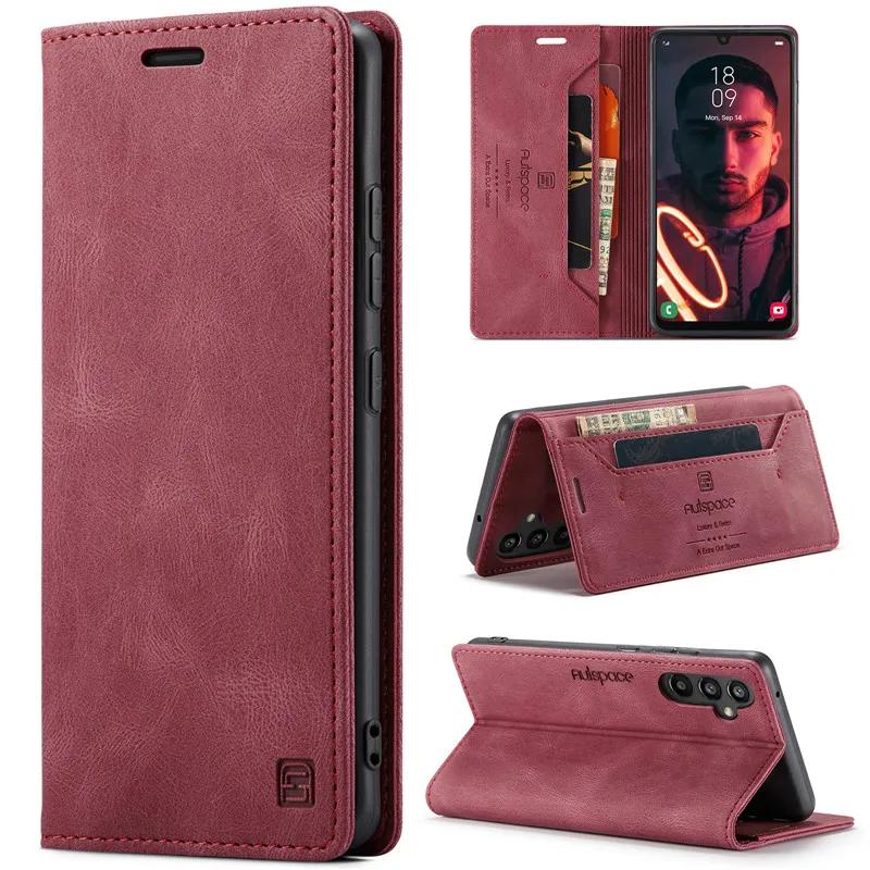 Magnetyczne Skórzane Etui na Telefon Dla Samsung Galaxy S25 Edge S24 S23 S22 S21 Ultra S20 FE S10 Plus Note 20 Klapka Portfel Karta Pokrowiec Torba