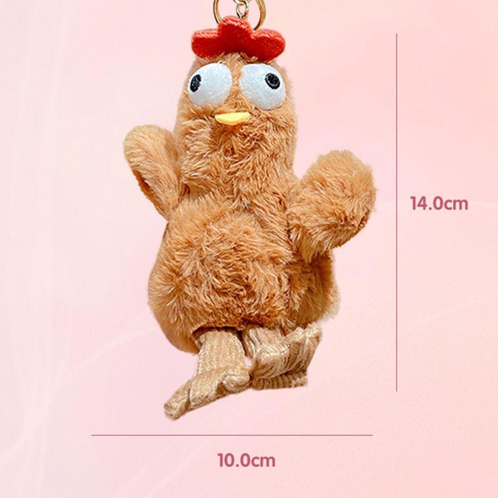 Funny Egg-laying Chicken Keychain Plush Stuffed Bag Pendant Squeaking Plush Doll Toy Kids
