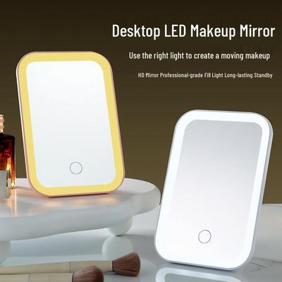 LED-beleuchteter Schminkspiegel: Kompakter Schreibtisch-Schminktisch mit Fülllicht für stilvolle Wohnheime