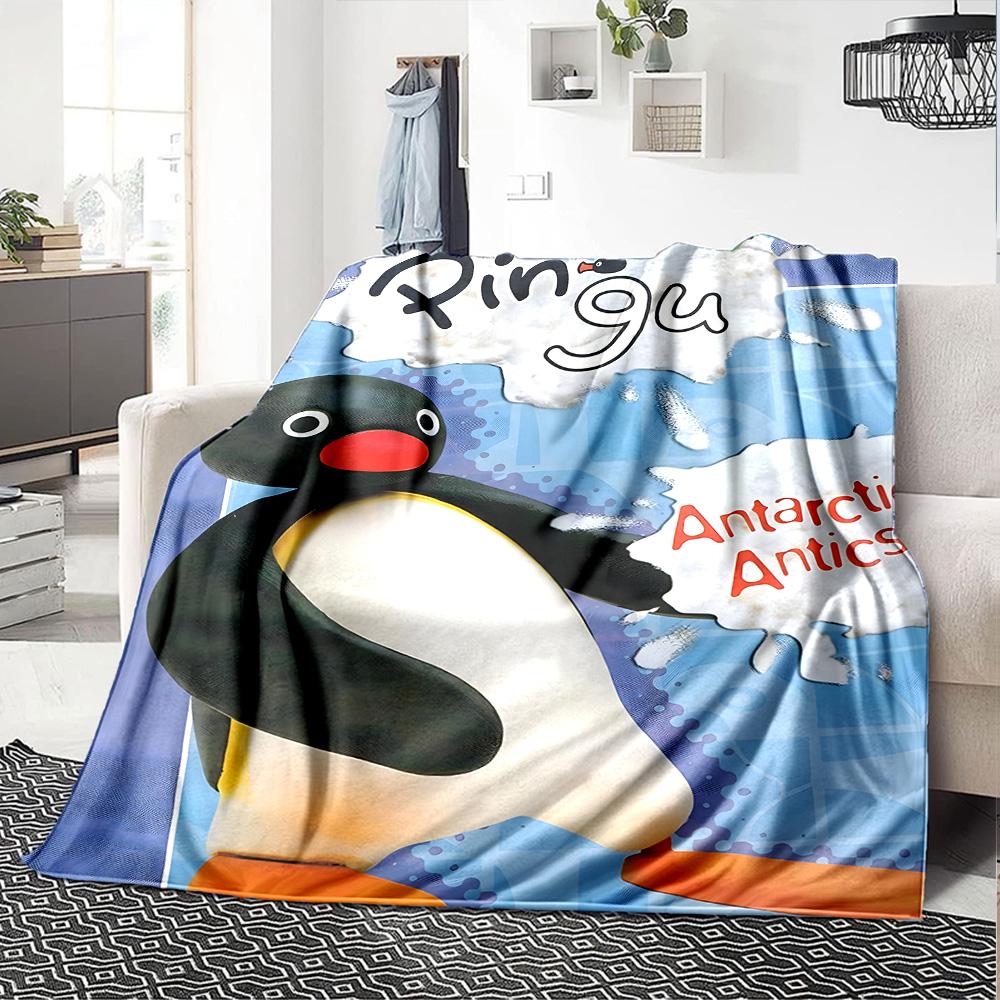 1pc Pingu1 Blanket, Gift, for Men and Women, Soft Blanket, Good for Sofa Bed Couch Travel, Lightweight Flannel Blanket
