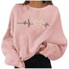 Women's Casual Valentine's Day Love Printed Round Neck Pullover Long Sleeve Top