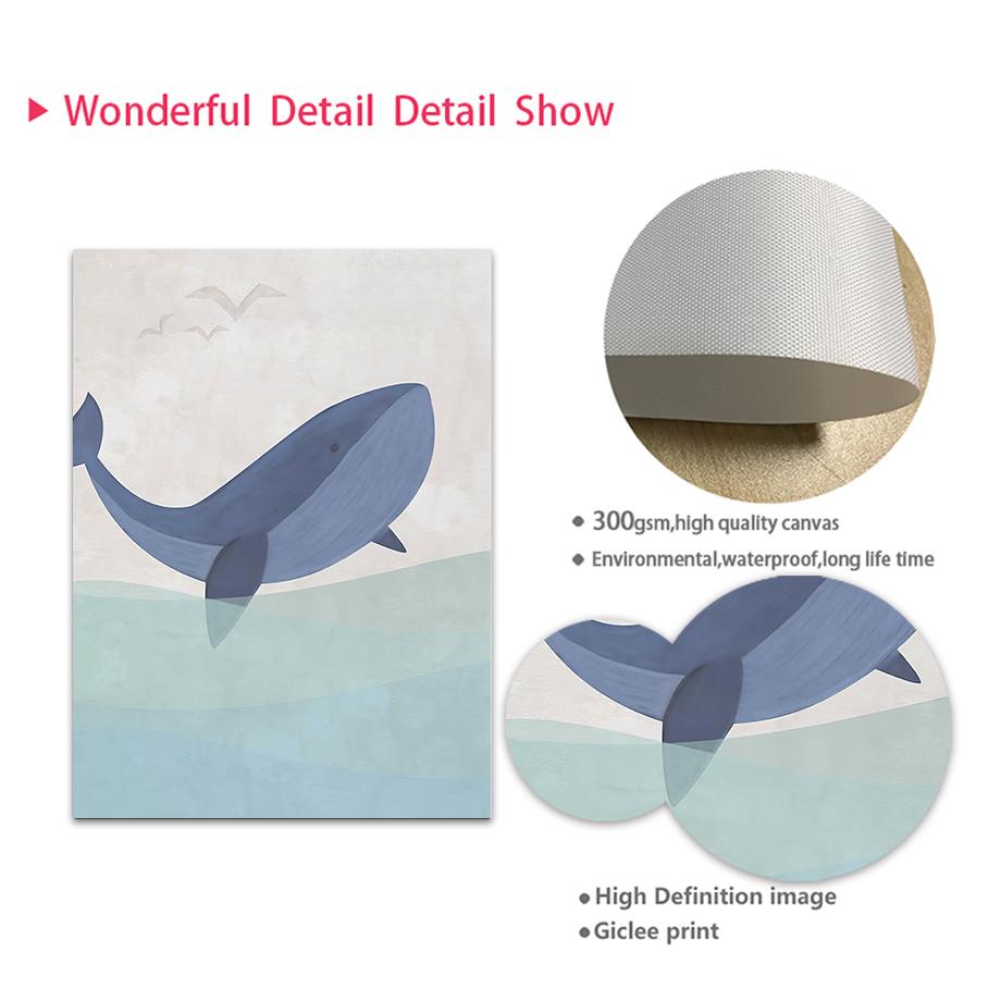 Whale Sailboat Ocean Wave Walk Nautical Maritime Quote Wall Art Canvas Painting Posters And Prints Wall Pictures Kids Room Decor