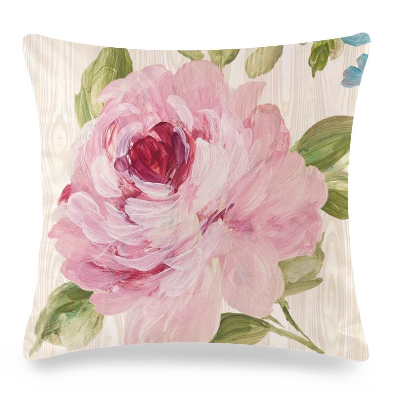 Watercolor Roses and Butterflies Digital Printing Short Plush Pillow Covers for Car Sofa Office Cushion Cover Home Goods