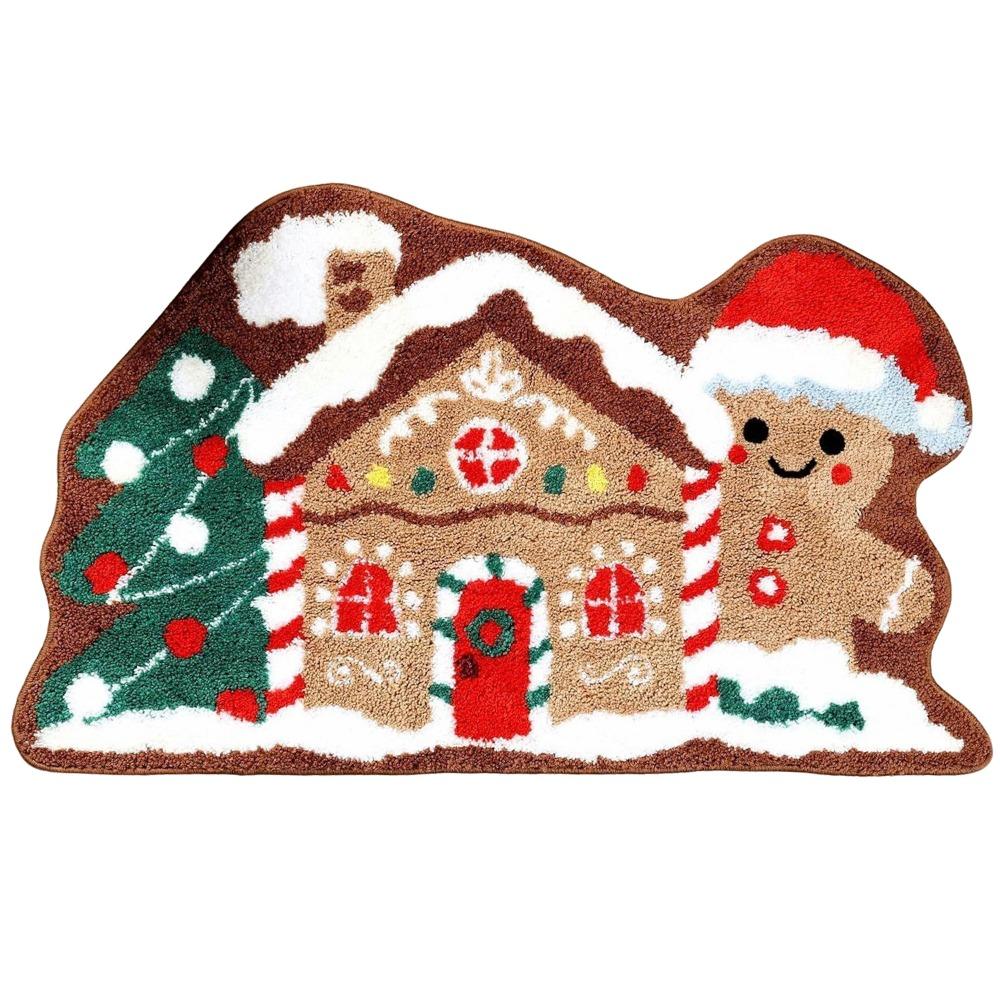 

Plush Christmas Door Mat Santa Claus Door Carpet Cute Bath Mat Holiday Decorations 40*60cm-Gingerbread man