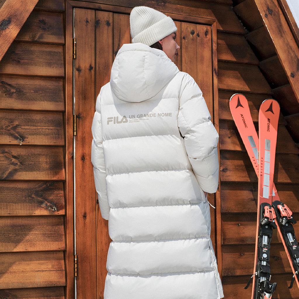 Fila Original RGB Colorful Fashion Simple Personality Retro Classic Versatile Casual Daily Comfortable Warm Long Hooded Down Jacket F11W549905F-WT