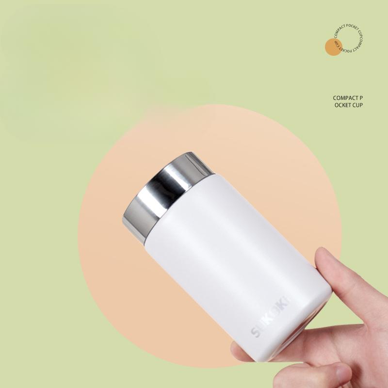 Edelstahl Thermobecher Hohes Aussehen Horizontal Doppelvakuum Mini Taschenbecher Outdoor Tragbarer Begleitbecher