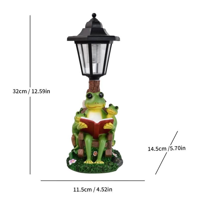 Solar-Powered Frog Family Garden Statue Resin Decor Outdoor Lawn Ornament Modern Home Dcor Night Light