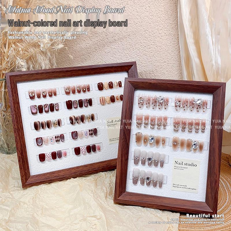 Vintage Walnut Manicure Display Board: Large Photo Prop for Salon