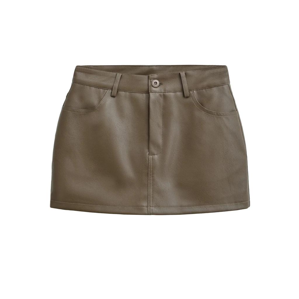 Women's High-Waist Black PU Leather Mini Skirt - Slim Fit, Sexy Hip-Hugging, Super Popular for Autumn 2025