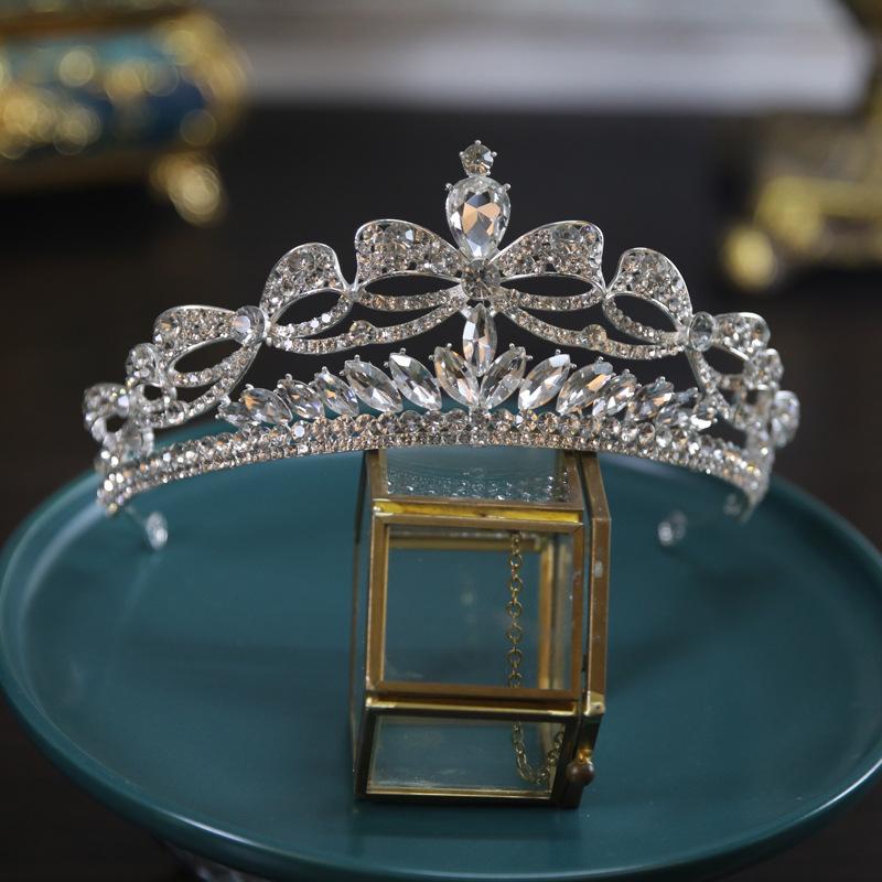 New Bow Bride Wedding Crown Tiara Crystal Crown Tiara Hair Accessories Main Wedding Accessories
