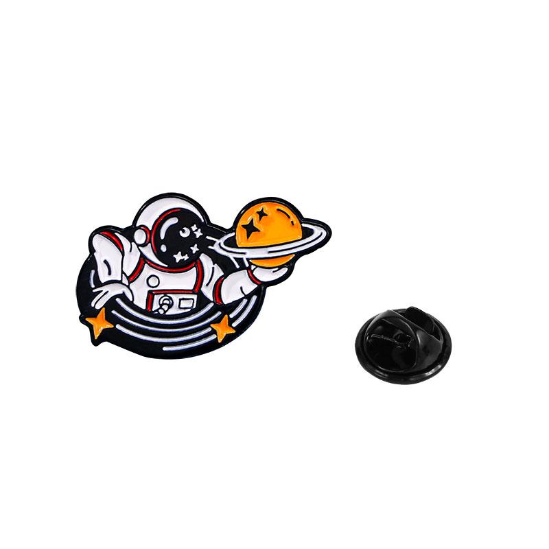 4 Styles Funny Design Spaceman Theme Enamel Brooches Space Astronaut Cosmonaut Moon Planet Lapel Pins