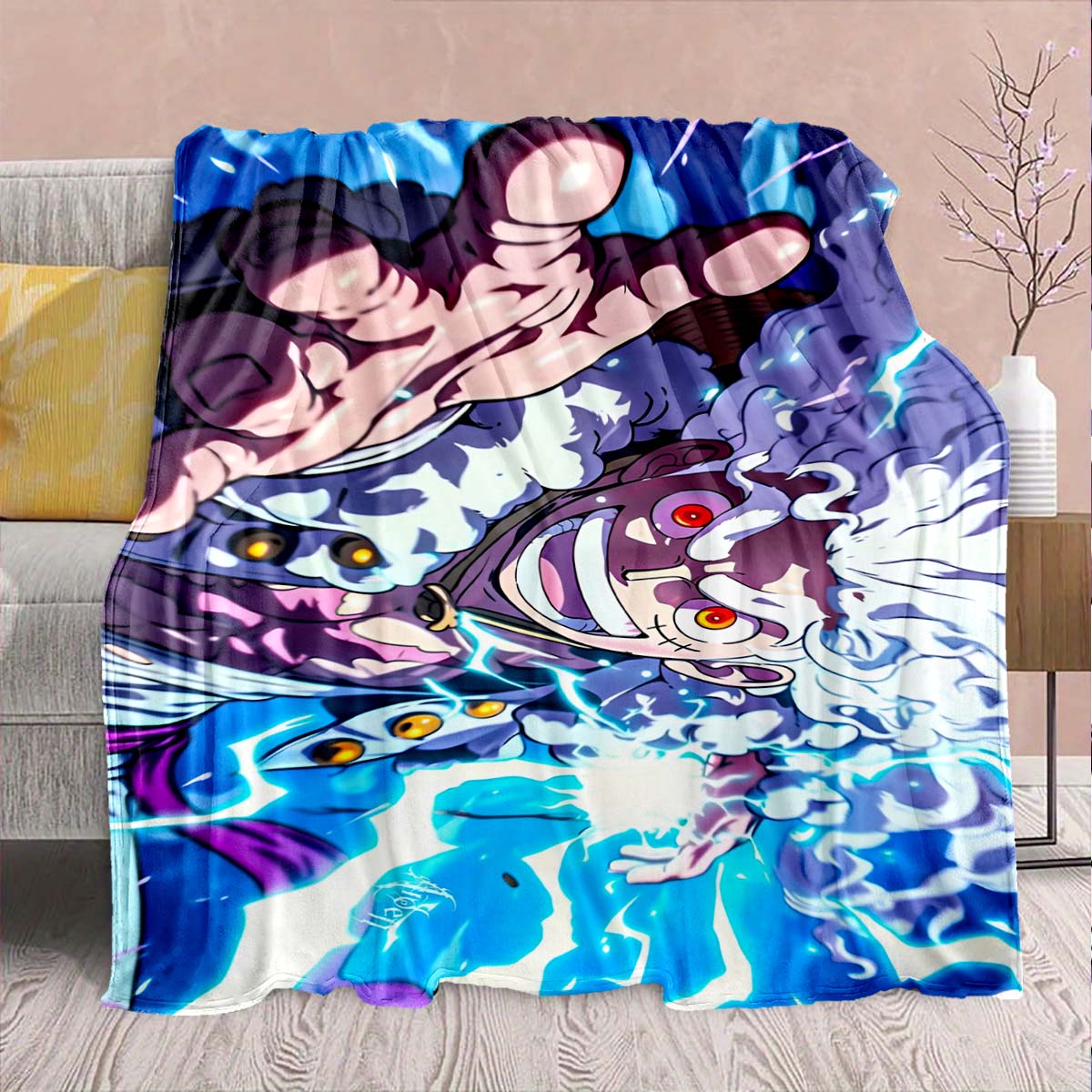 

One Piece Anime Flannel Blanket - Soft Warm Perfect for Sofa, Bedding Camping Travel Office Home Decor -QJY 75x90cm