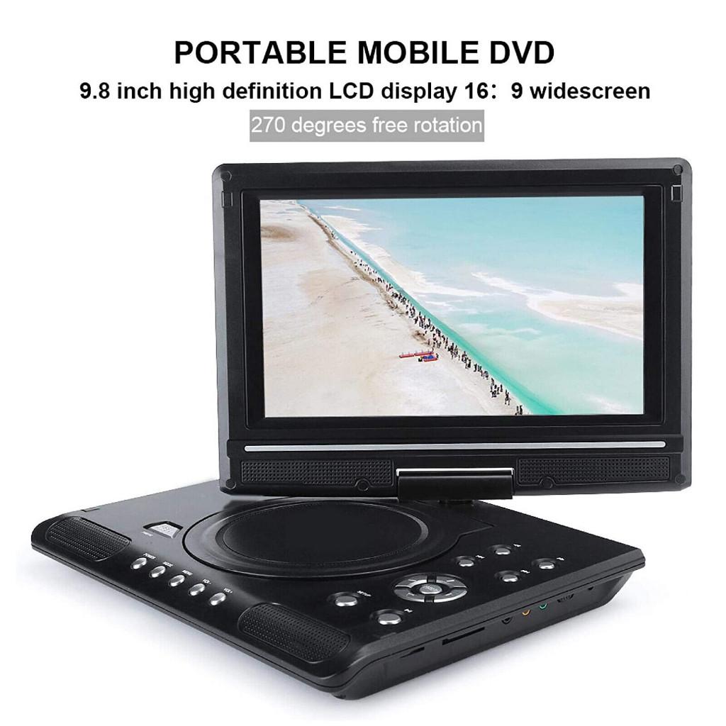 9.8 Inch Portable Home Car DVD Player VCD CD Game TV Player USB Radio Adapter FM Radio Receiving Device