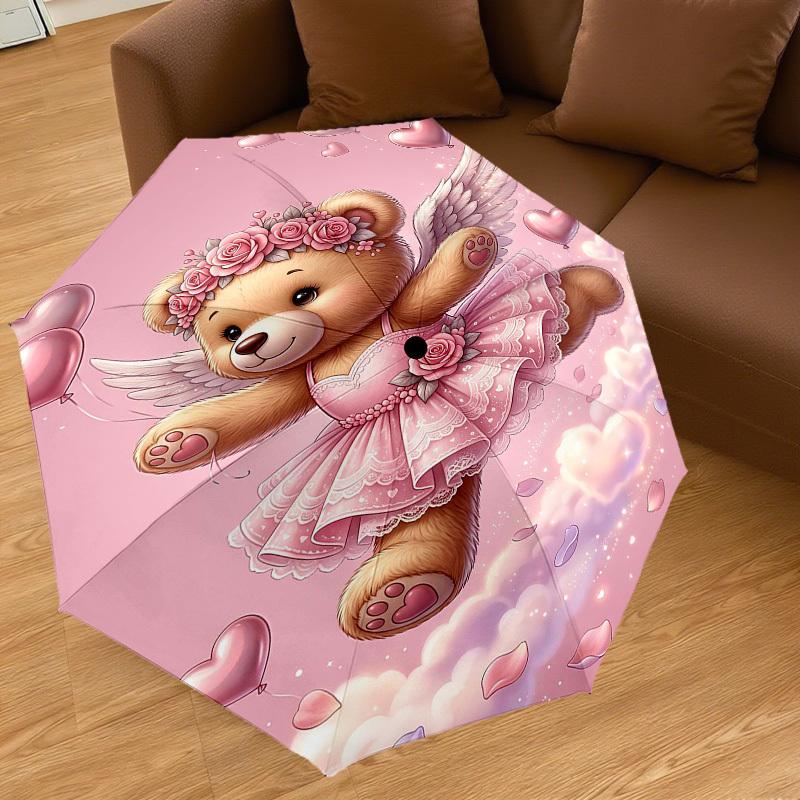 1PC Bear Angel Umbrella-8-Rib Reinforced, Automatic Open, Lightweight & Durable, Fashion Accessory for Outdoor, H0346