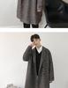 Men's Trendy Double-Breasted Plaid Wool Coat - Autumn/Winter Korean Style, Large Size Hong Kong Fashion