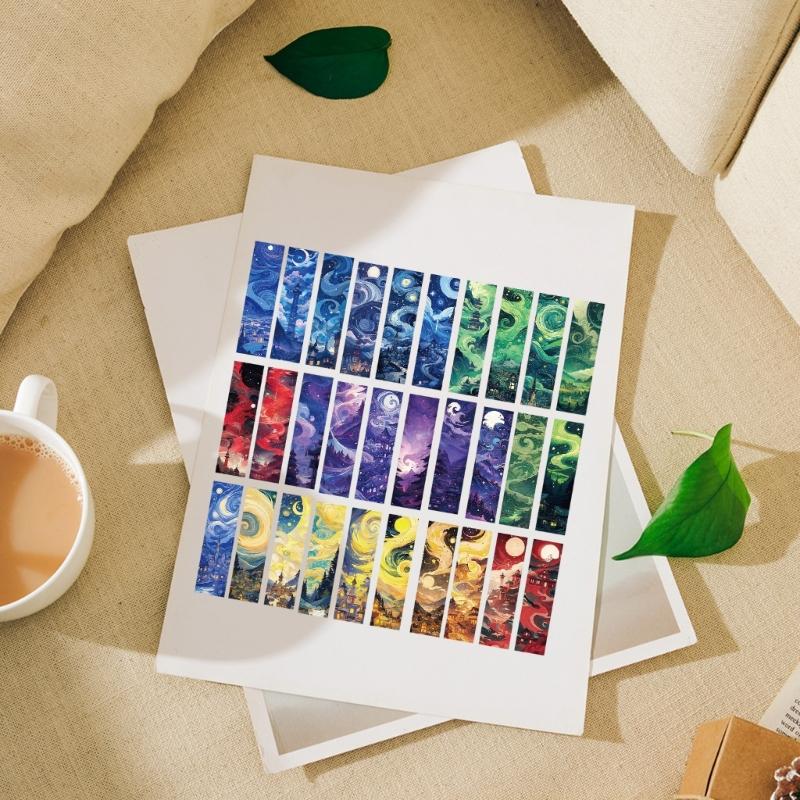 30Pcs Oil Painting Theme Bookmarks Gift for Book Lover Writer, Paper Reading Bookmarks Book Page Holder for Reading