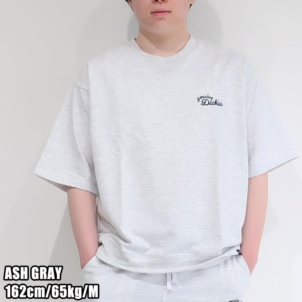 Men's Dickies Sweatshirt, Short Sleeve, Single Point Embroidery, Sizes M, L, LL, Oversized Silhouette, Mini Fleece, 10001905 (JP, Alphabet, L, Navy)