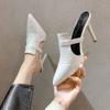 Fashion Women's Leather High Heels Summer Sexy Casual Solid Color Fashion Dress Wedding Shoes New Pointed Toe Women's High Heels