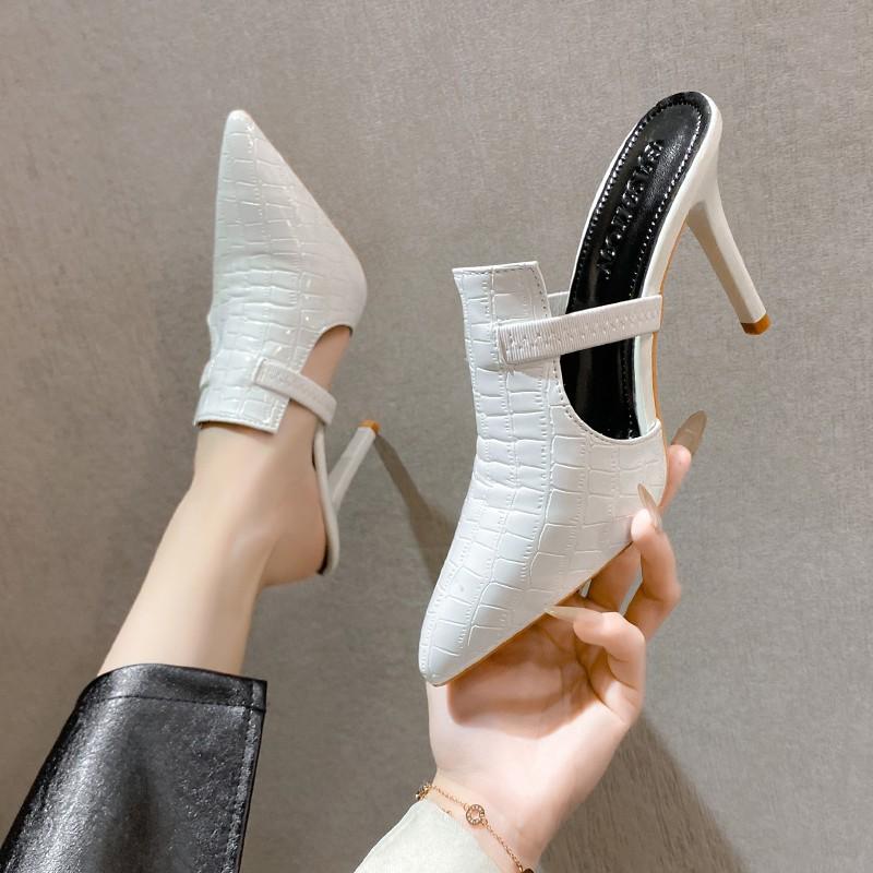 Fashion Women's Leather High Heels Summer Sexy Casual Solid Color Fashion Dress Wedding Shoes New Pointed Toe Women's High Heels