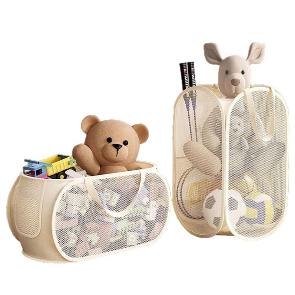 Mesh Kids Toy Storage Bin Large Capacity Plush Toys Organizer Household Storage Bag Living Room