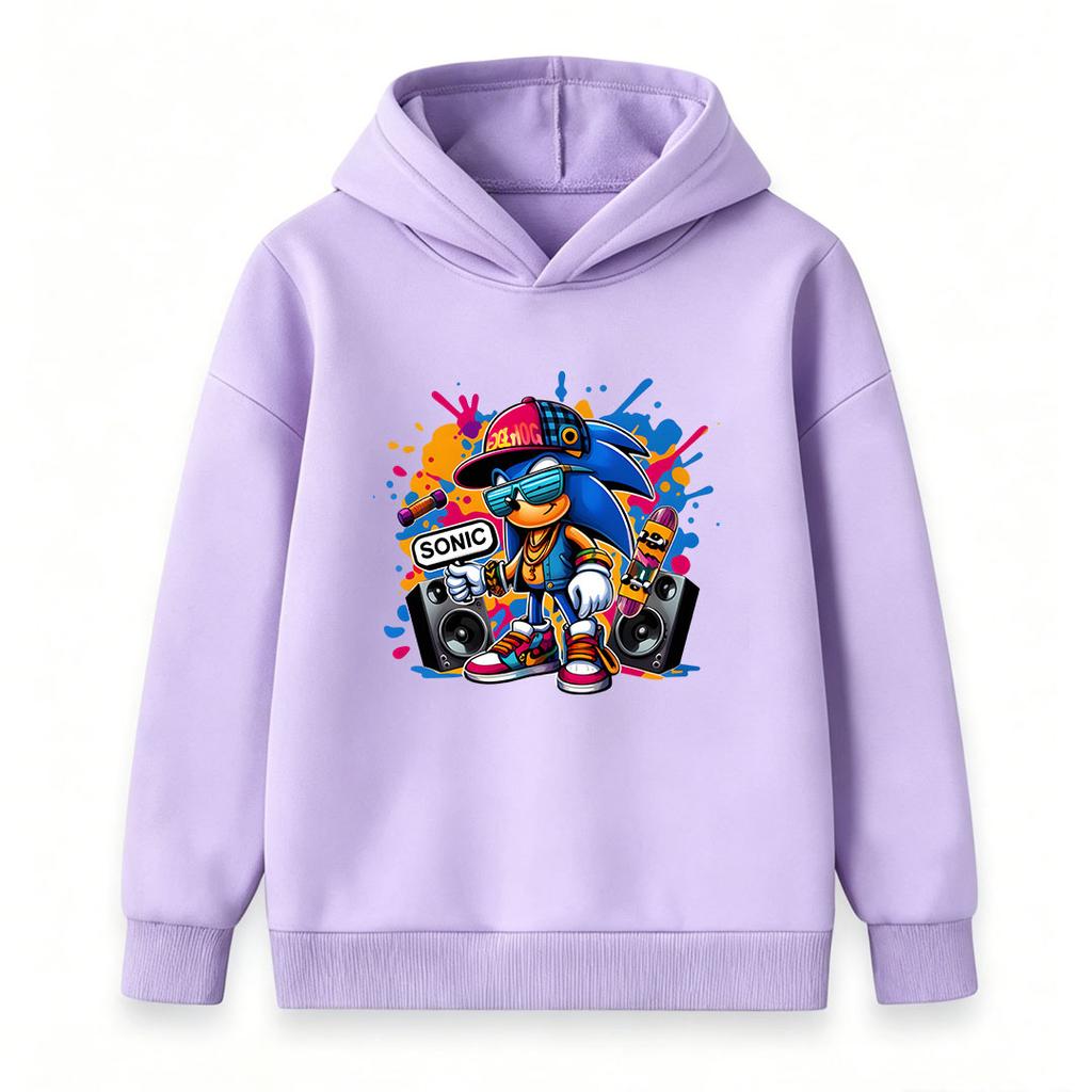 Kids Boys Girls Casual Crewneck Hoodie, Trendy Hip-hop Street Style Cartoon Hedgehog Graphic Print Pullover Sweatshirt, Soft Long Sleeve