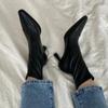 Pointed Toe Women Short Boots Fashion Zippers Slim Ankle Booties Thick High Heel Autumn Winter Ladies Shoes