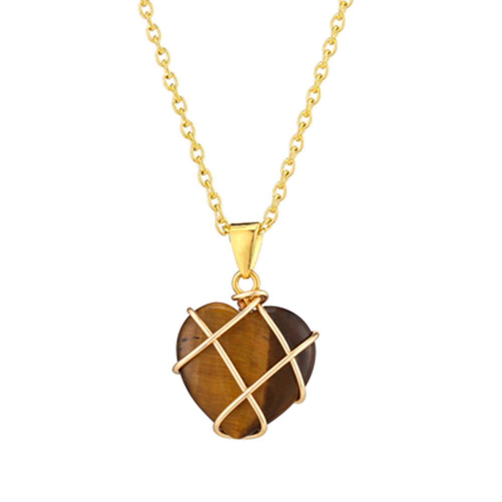 Crystal Heart Necklace with Natural Colored Gemstone Pendant - DIY Wire-Wrapped Heart Shape