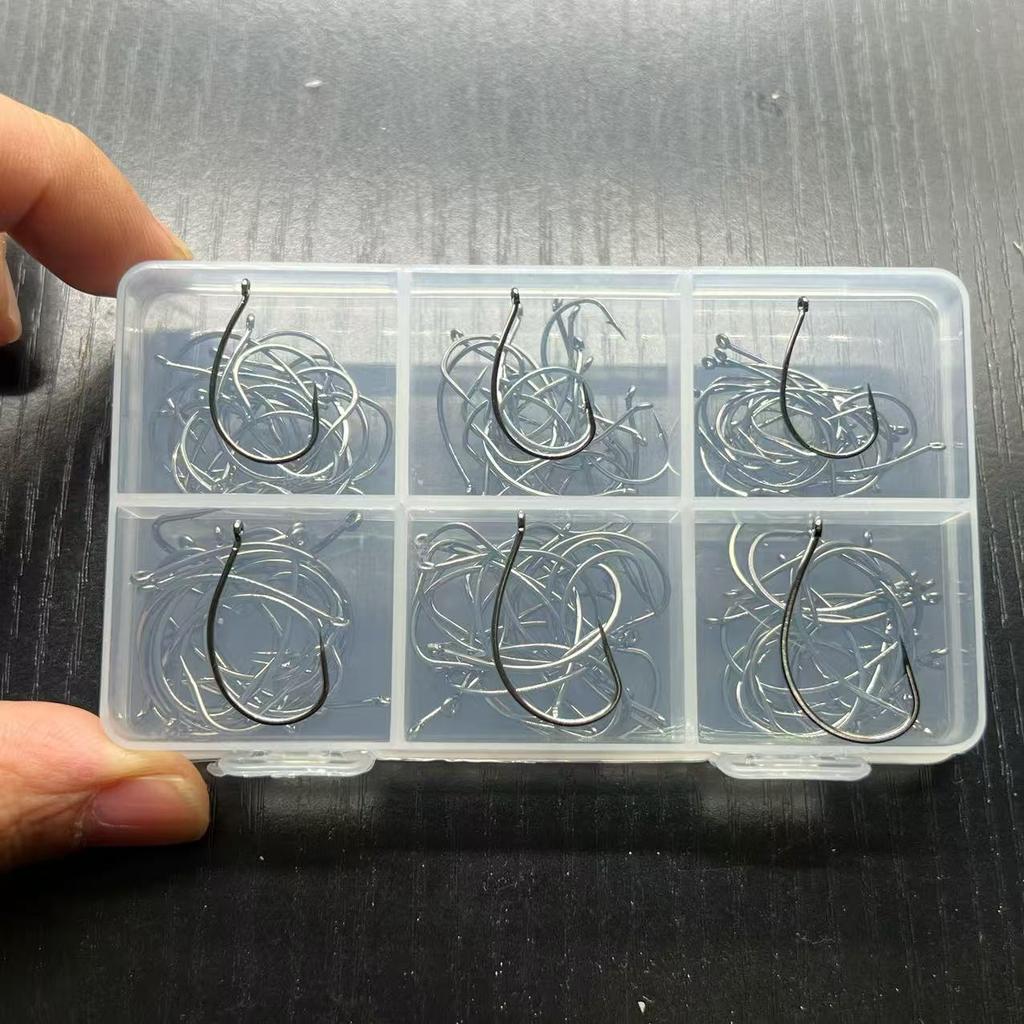 120pcs Fish Hook Set, Including Drop Shot Hooks, Wacky Hooks, Loach Hooks, Bass-Specific Hooks, Soft Worm Hooks, and Reinforced