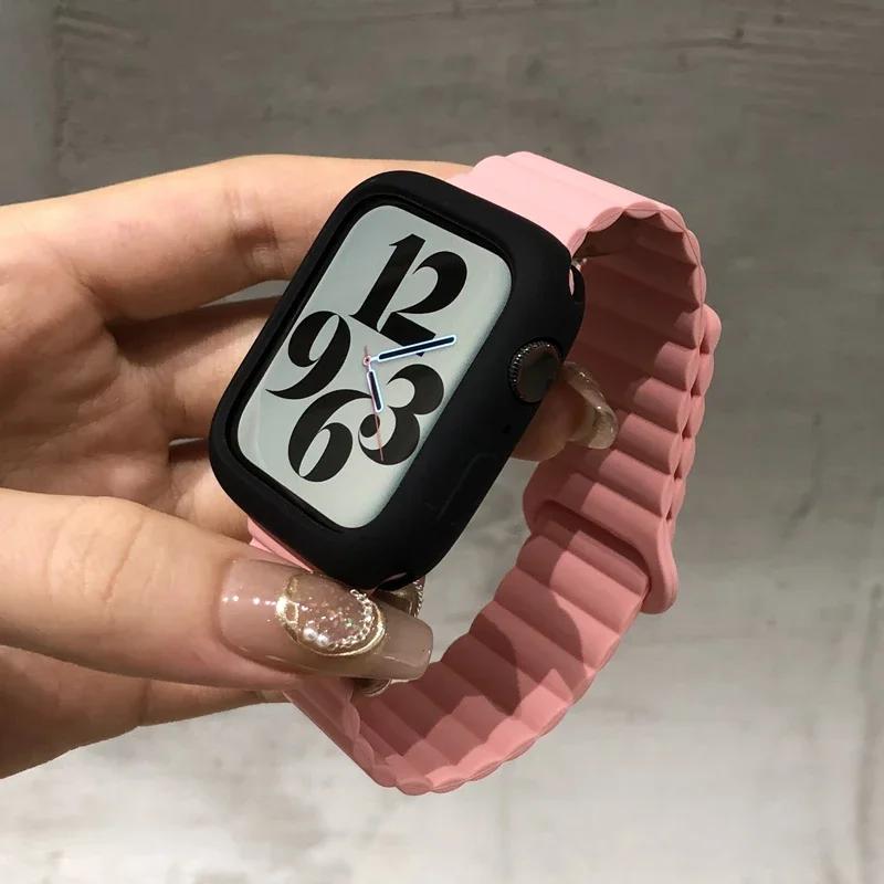 Koreanisch Niedliches Silikonarmband + Hülle Für Apple Watch Armband 44mm 45mm 49mm 42mm 40/38mm 41MM Frauenarmband Für iWatch 9 7 8 6 5 4 SE