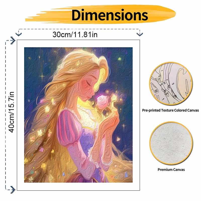Disney Rapunzel Oil Paint Hand Painting Kit Decoration Classic Style Home Decor Art Princess Wall Crafts Glowing Flower DIY Set Gift