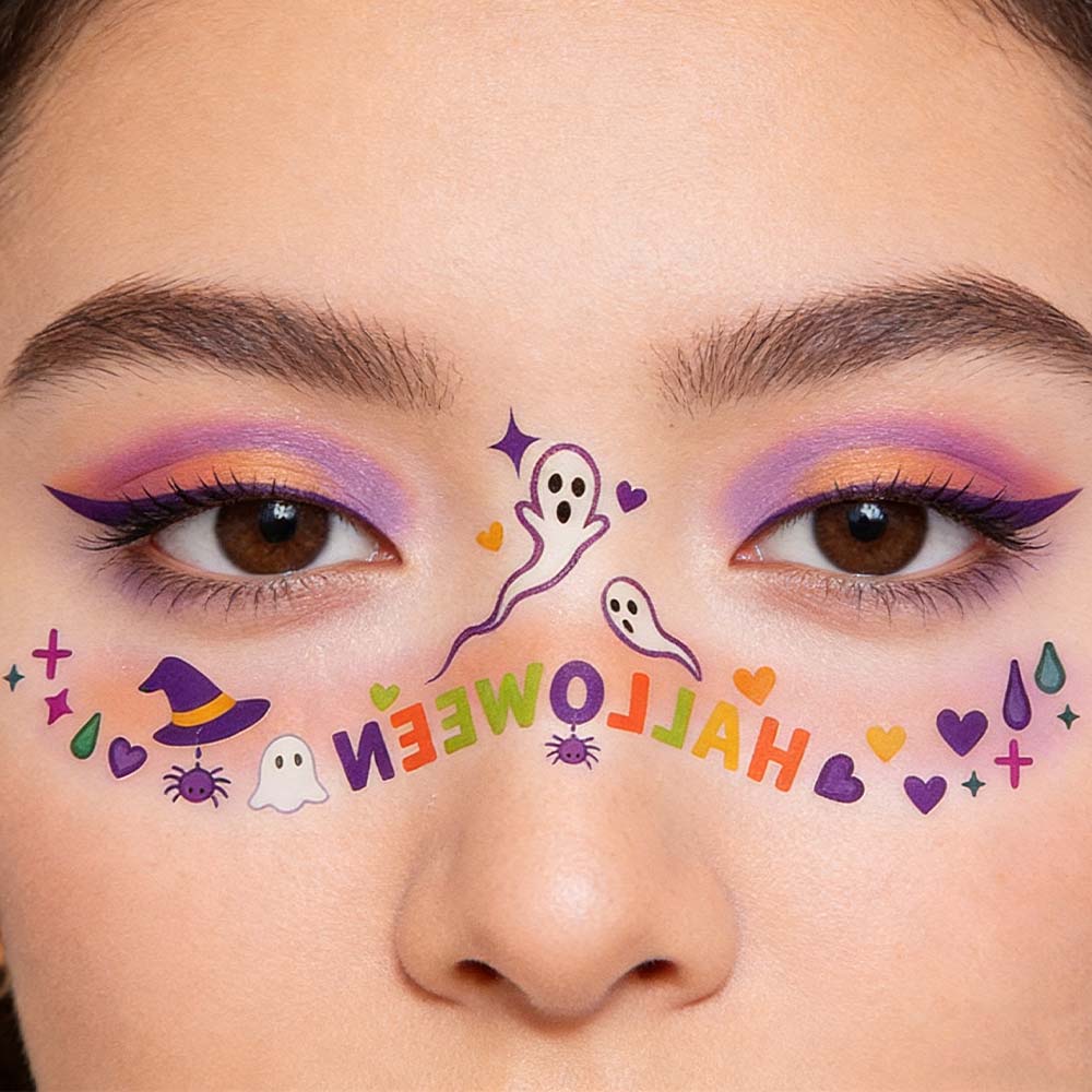 Waterproof Halloween Face Tattoo Disposable Bat Face Stickers Cheek Temporary Stickers  Women