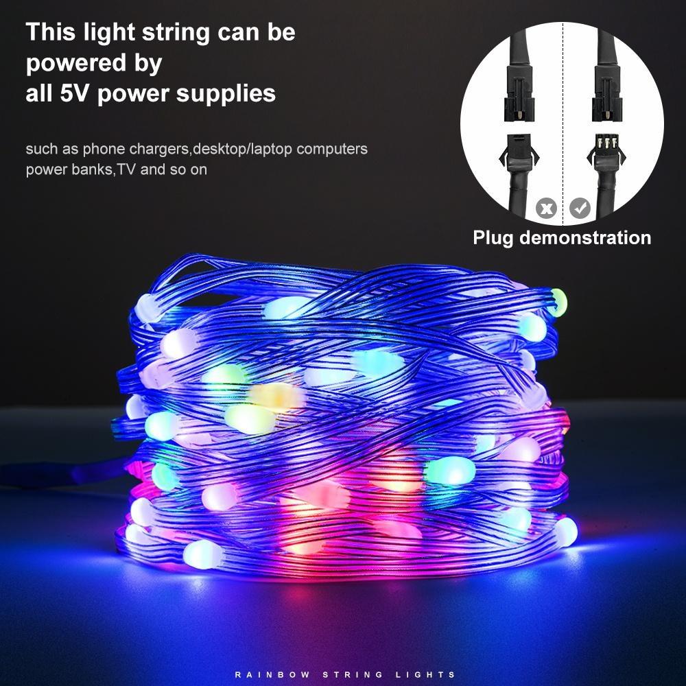 LED String Light Smart Bluetooth App Control Garland Waterproof Outdoor Fairy Lights For Christmas Holiday Party Birthday Decor