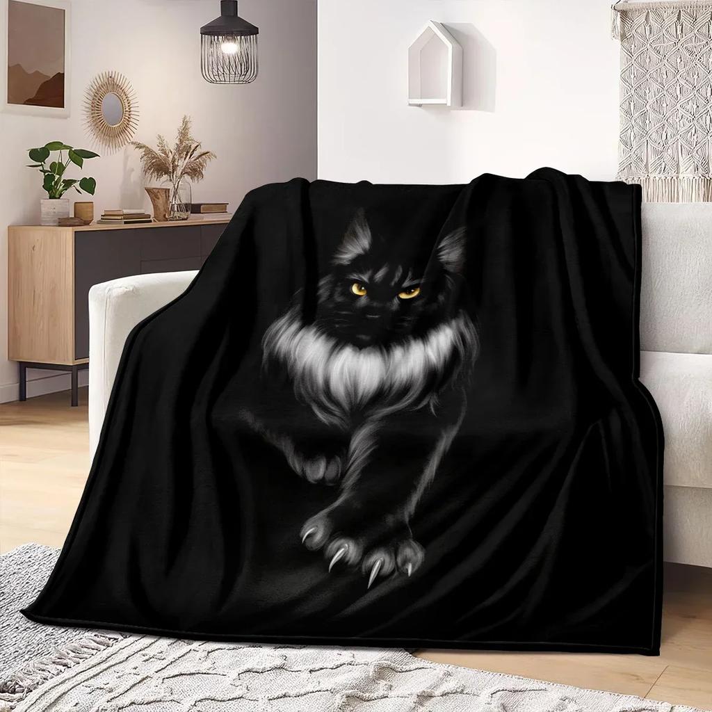 Cute Cat Print Microfiber Blanket – Super Soft Lightweight Throw for Bed, Sofa, Camping or Picnic – Warm Winter Plush Blanket