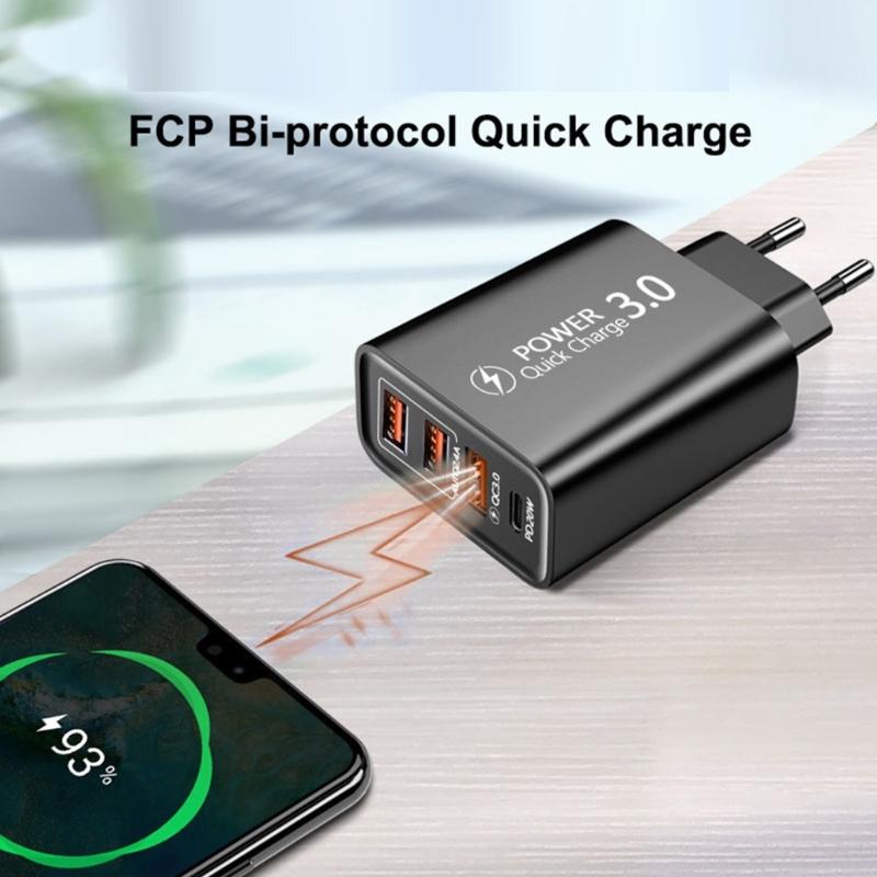 To Europe Charger With 3 USB Type C Port Fast Charging Universal Travel Adapters For Multiple Devices