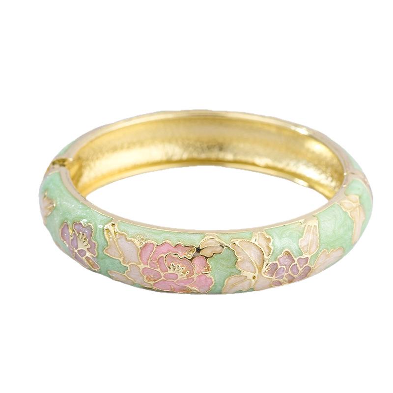 Cloisonné Pfingstrosenblüte Mode Armband - Perfektes Souvenir Geschenk für Freundin oder Mama