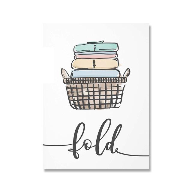 

Wash Dry Fold Repeat Laundry Sign Colorful Wall Art Canvas Nordic Posters and Prints Pictures Room Home Decor Painting Cuadros 21x30cm No Framed