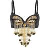 Adjustable Straps Belly Dance Tops Shiny Beaded Tassels Bra Sequins Bra Tops  Stage Performance