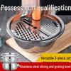 Stainless Steel Vegetable Grater with Draining Basket, Potato Slicer, and Radish Shredder