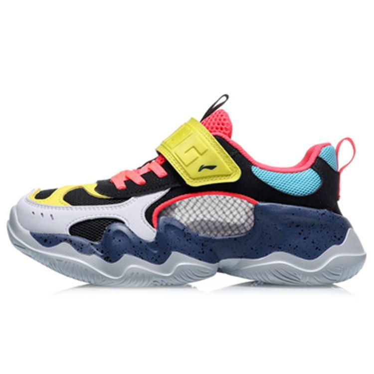 Li Ning Kids Sports Lifestyle Series Fun Childhood Wear Resistant Breathable Lightweight Sneakers Kids Sneakers Pink Yellow Blue YKCQ094-5