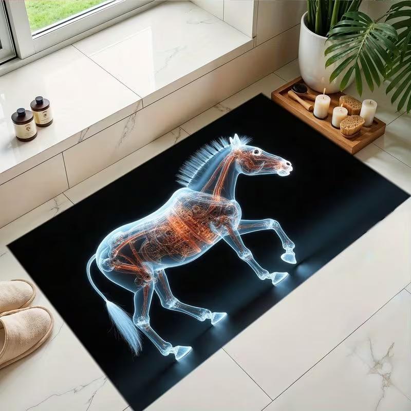 Colorful Three-dimensional Flower Horse Print Mat Is Very Door Mats Restaurant Mats Door Mats Game Room Mats Modern Door Mats
