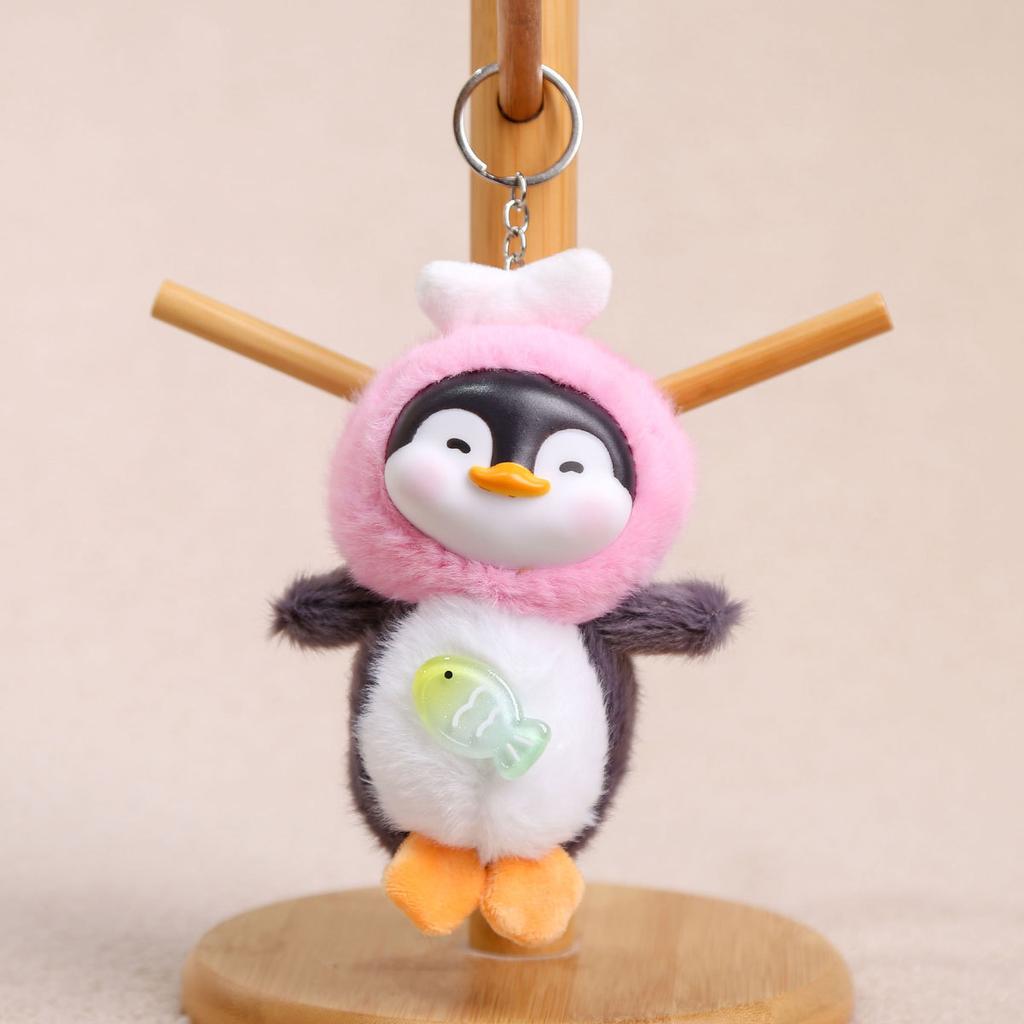 Cute Plush Toy Keychain Vinyl Penguin Pendant Creative Animal Stuffed Doll Cartoon Backpack Birthday Gifts