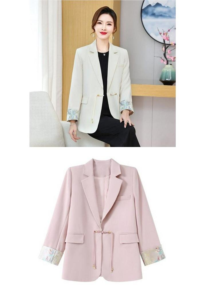 Herbstkleidung für Mama: Kurze einfarbige Anzugjacke für Damen für mittleres und älteres Alter - Leichter Frühjahrs-/Herbststil