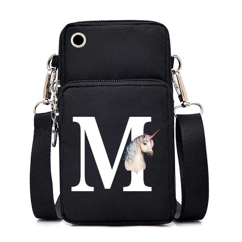 Unicorn Unicorn Letter Printing Black Oblique Span Bag Casual Portable Multi-Function Mobile Phone Bag