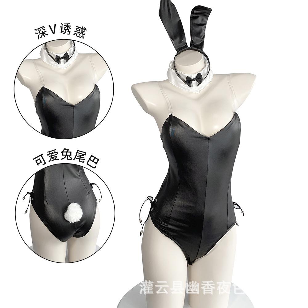 New sexy lingerie sexy flirting bunny hidden button open crotch onesie cute suit