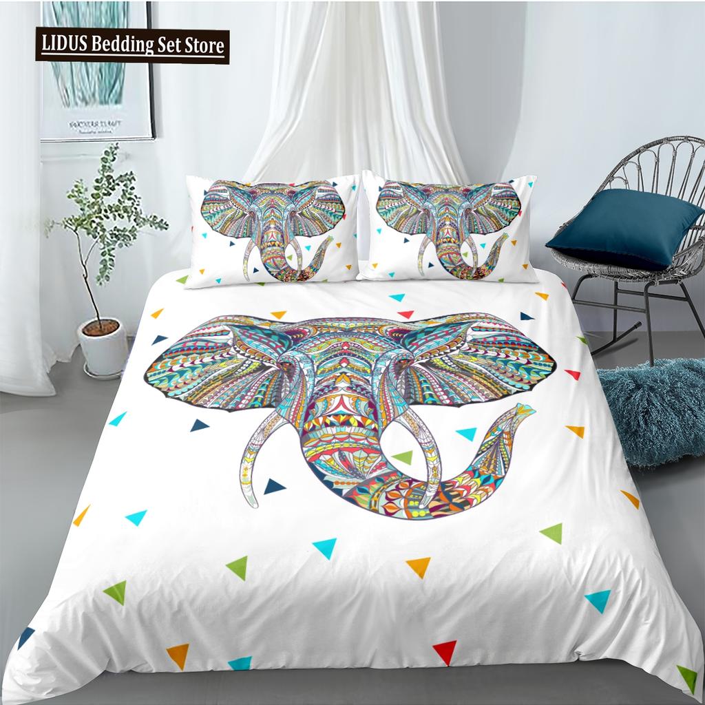 Elephant Bedding Sets Boho Style Luxury 3D Print For Kids Adults Teens Ganesha Duvet Cover Set Queen Size Polyester Bedding Set
