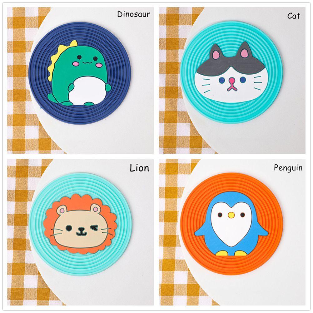 Table Decor Animals Cartoon Mugs Cover Heat Resistent Cup Mat Place Mats Silicone Coaster Placemats
