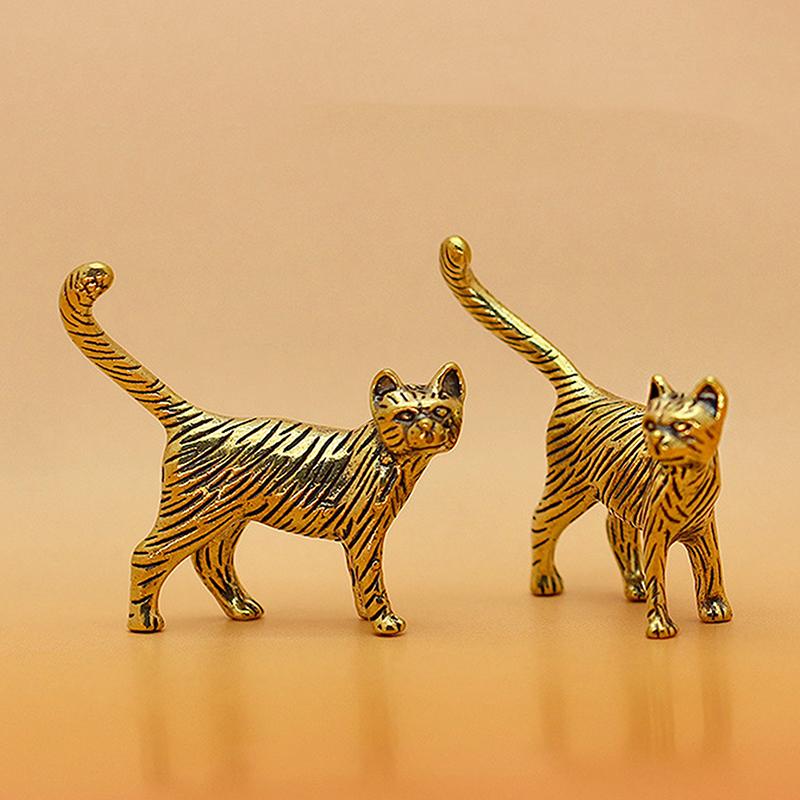 Statuie de pisică persană de desene animate retro din alamă, ornament de birou, figurine drăguțe de animale mici, miniaturi, accesorii pentru decorarea casei