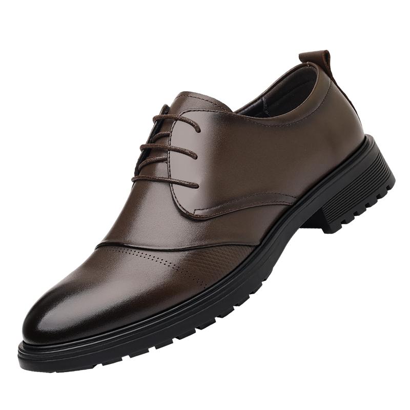High-Quality Solid-Color Leather Oxford Formal Shoe Business Breathable Office Casual Shoes  Anti-Slip And Durable Walking Shoes