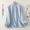 Women's Long Sleeve Double-Layer Cotton Gauze Shirt - Stylish Early Autumn Fashion 2025