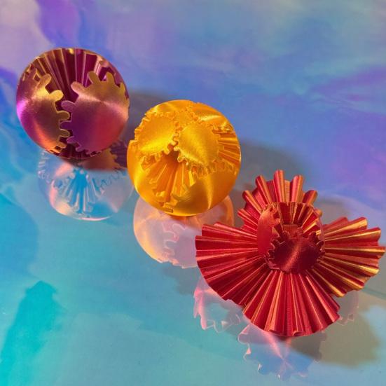Rotating Gear Ball 3D Printed Decompression with Linked Gear Structure Stress Relief Toys Bright Colors Stress Gearsphere Fidget Toy